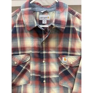 carhartt relaxed fit plaid button up 2xl